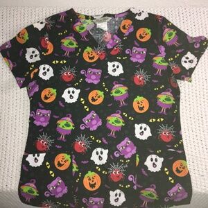 COMFY COTTON NURSE SCRUB SIZE SMALL HALLOWEEN